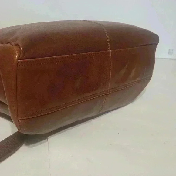 NWOT SPIKES & SPARROW Cognac brown leather textured medium shoulder bag purse - Picture 5 of 13